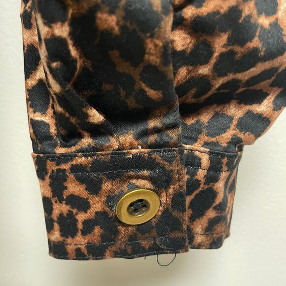 Joan Rivers Women's 14 Brown Animal Print Cotton Stretch Trucker Style Jacket - Picture 6 of 8